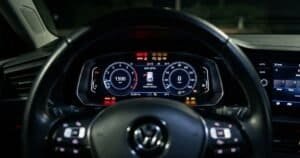 2019 VW Jetta instrument cluster with multiple warning lights illuminated