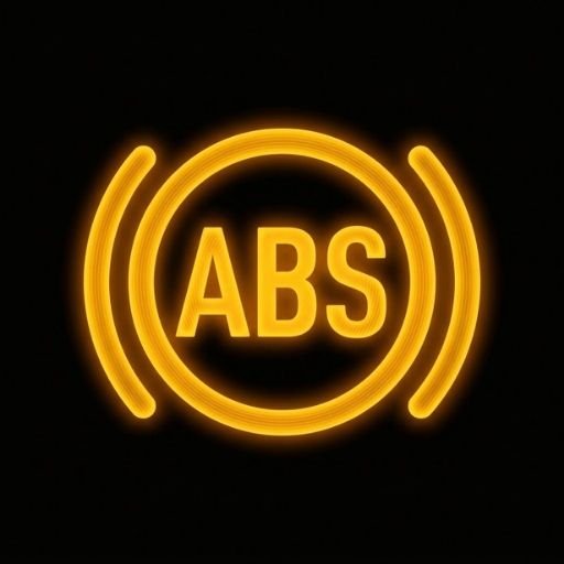 Mazda ABS warning light amber letters inside circle symbol