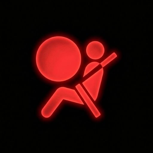 Mazda airbag and seat belt pretensioner warning light symbol indicating restraint system fault