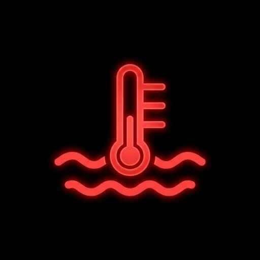 Mazda high engine coolant temperature warning light red thermometer in liquid symbol