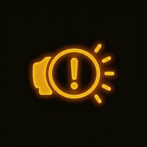 Mazda exterior lights warning light amber symbol indicating lighting component fault