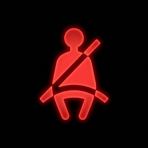 Mazda front seat belt warning light red symbol indicating unfastened front belt]