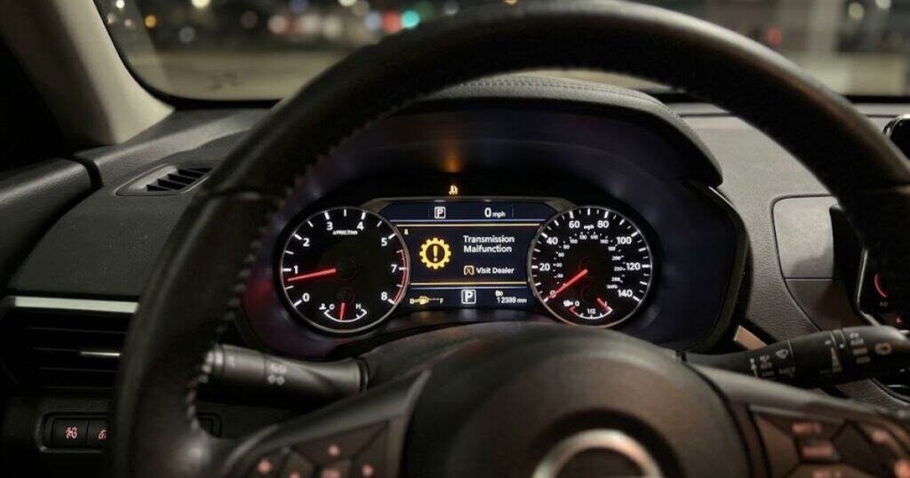 Nissan Altima CVT transmission warning light on dashboard