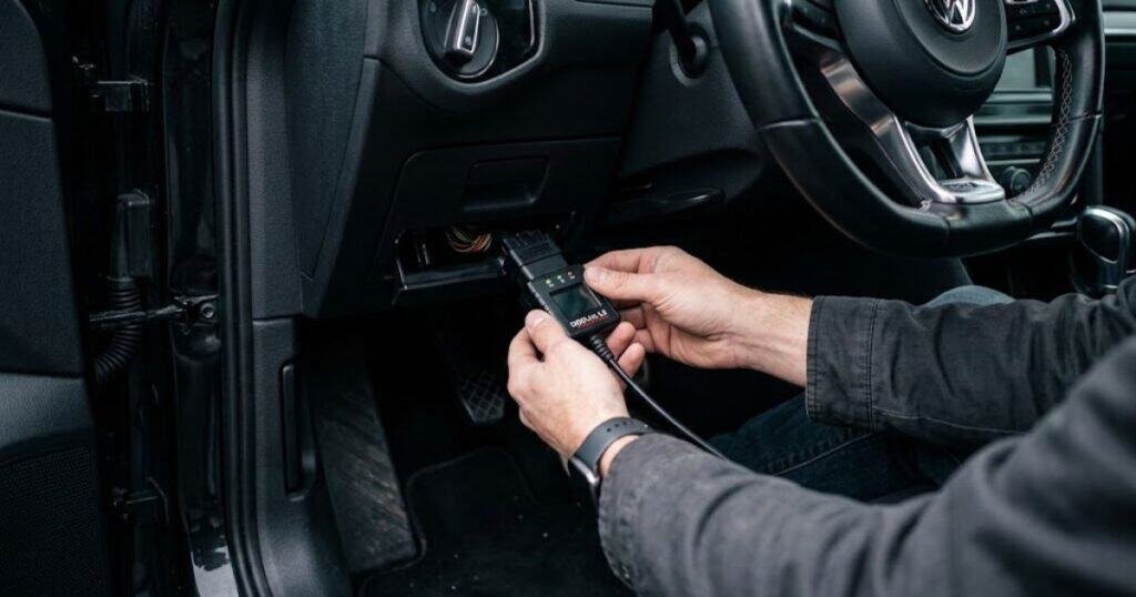 Using an OBD-II scanner to read a Volkswagen Jetta warning light code