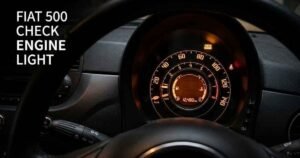Fiat 500 check engine light illuminated on dashboard