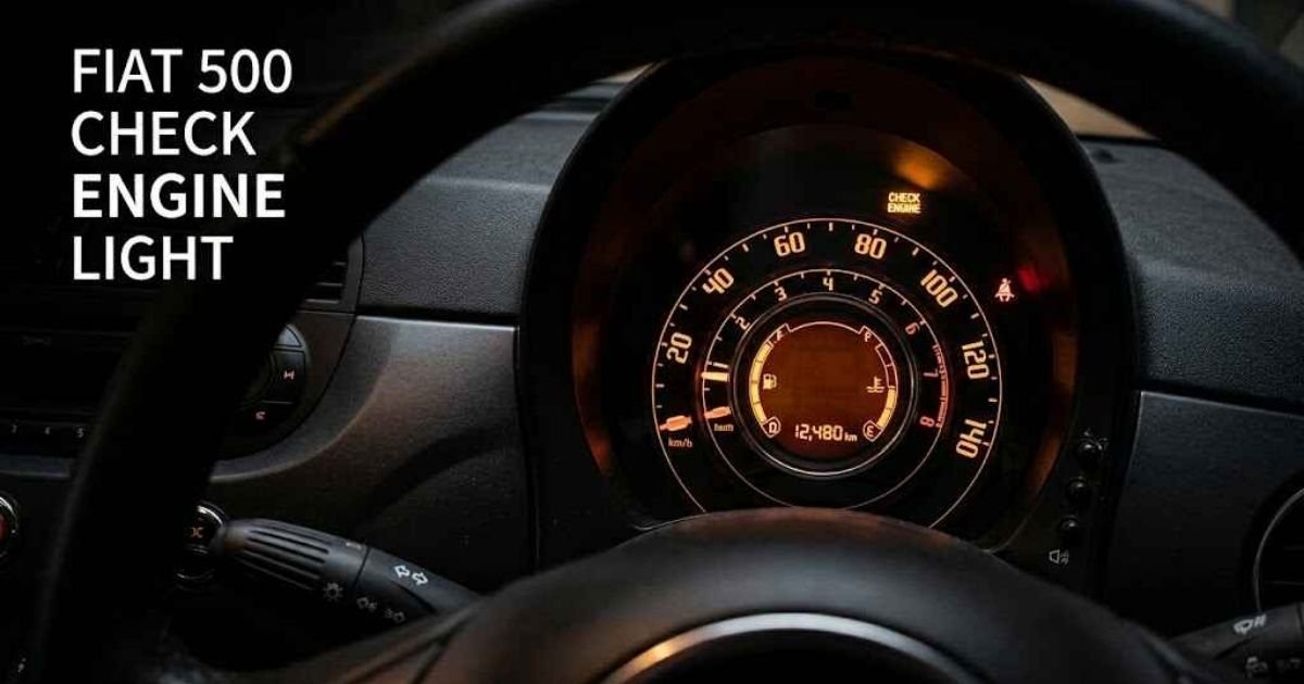 Fiat 500 check engine light illuminated on dashboard