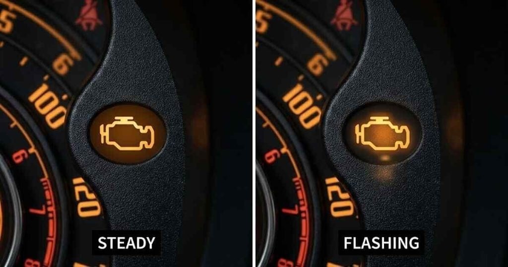 Fiat 500 steady and flashing check engine light comparison